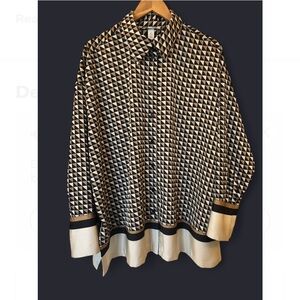 H&M Geometric Black and Tan Shirt